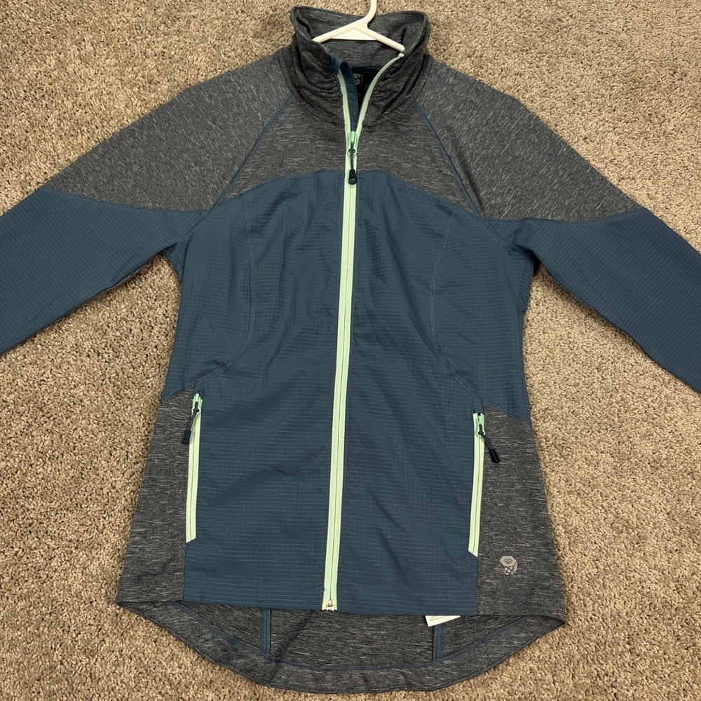 Mountain Hardwear Women's Small Full Zip Jacket Gray Blue Lightweight Running